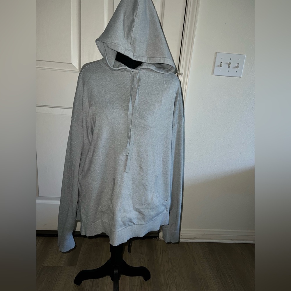 2/30 Womens Gray Grunge Pullover Gorpcore Hoodie Leisurewear Sz large